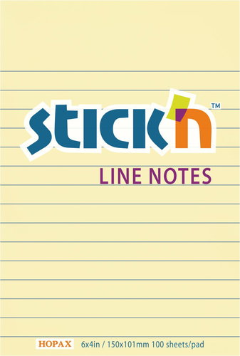 STICK'N BY HOPAX 150 x 101 mm, 100 sheets, yellow lined - Memo Pad - Main image