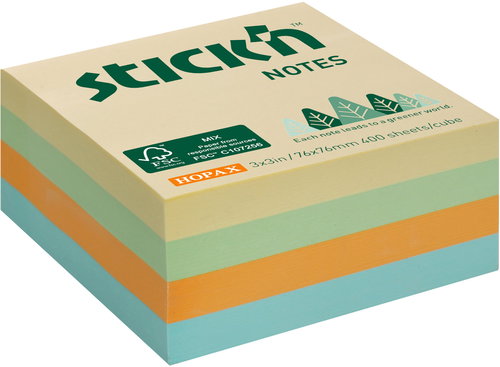 STICK'N BY HOPAX 76 x 76 mm, 400 lap, réti mix - Jegyzettömb - Fő fotó