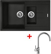 Sinks Amanda 780.1 Metalblack + Vitalia - Set dřezu a baterie