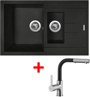 Sinks Amanda 780.1 Metalblack + Enigma S GR - Kitchen Sink and Tap Set