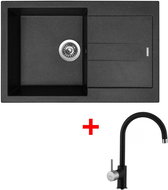 Sinks Amanda 780 Granblack + Vitalia GR - Kitchen Sink and Tap Set
