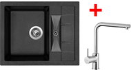 Sinks Crystal 615 Granblack + Elka - Kitchen Sink and Tap Set