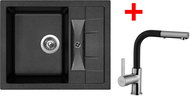 Sinks Crystal 615 Granblack + Enigma S GR - Kitchen Sink and Tap Set