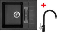 Sinks Crystal 615 Granblack + Vitalia GR - Kitchen Sink and Tap Set