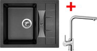 Sinks Crystal 615 Metalblack + Elka - Kitchen Sink and Tap Set