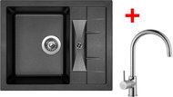Sinks Crystal 615 Metalblack + Vitalia - Kitchen Sink and Tap Set