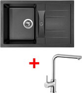 Sinks Crystal 780 Metalblack + Elka - Kitchen Sink and Tap Set