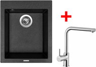 Sinks Cube 410 Granblack + Elka - Kitchen Sink and Tap Set