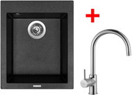 Sinks Cube 410 Granblack + Vitalia - Kitchen Sink and Tap Set