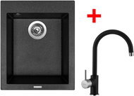 Sinks Cube 410 Granblack + Vitalia GR - Kitchen Sink and Tap Set