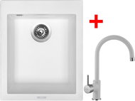 Sinks Cube 410 Milk + Vitalia GR - Kitchen Sink and Tap Set