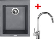 Sinks Cube 410 Titanium + Vitalia - Set dřezu a baterie