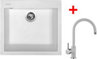 Sinks Cube 560 Milk + Vitalia GR - Kitchen Sink and Tap Set