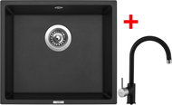 Sinks Frame 457 Granblack + Vitalia GR - Kitchen Sink and Tap Set