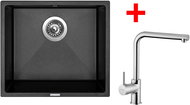 Sinks Frame 457 Metalblack + Elka - Kitchen Sink and Tap Set