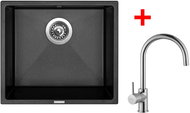 Sinks Frame 457 Metalblack + Vitalia - Kitchen Sink and Tap Set