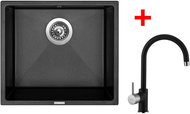 Sinks Frame 457 Metalblack + Vitalia GR - Kitchen Sink and Tap Set
