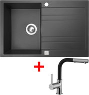 Sinks Grande 800 Granblack + Enigma S GR - Kitchen Sink and Tap Set