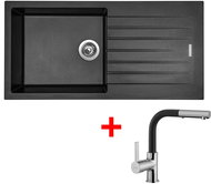 Sinks Perfecto 1000 Metalblack + Enigma S GR - Kitchen Sink and Tap Set