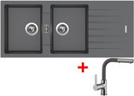 Sinks Perfecto 1160 Duo Titanium + Enigma S GR - Kitchen Sink and Tap Set