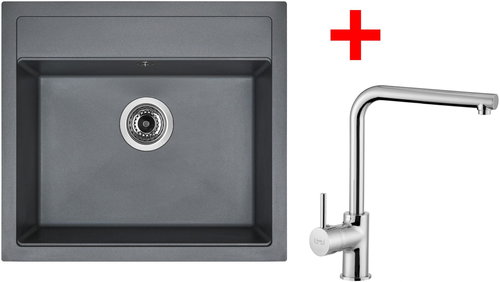 Sinks Solo 560 Titanium + Elka - Kitchen Sink and Tap Set - Main image