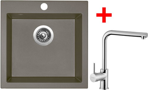 Sinks Viva 455 Truffle + Elka - Kitchen Sink and Tap Set - Main image