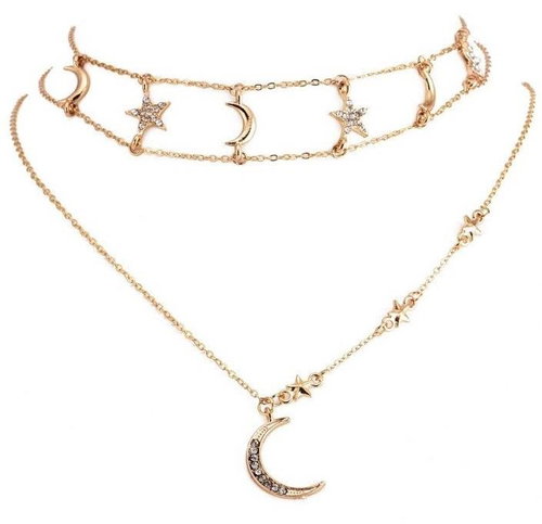 eCa N749 Náhrdelník dámský z chirurgické oceli zlatý 2 v 1 - Necklace - Main image