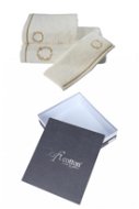 Towel Set Soft Cotton - Dárková sada ručník a osuška Sehzade, 2 ks, krémová - zlatá výšivka - Sada ručníků
