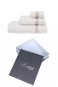 Soft Cotton - Dárková sada ručníků a osušky Chaine, 3 ks, bílá-béžová výšivka - Osuška