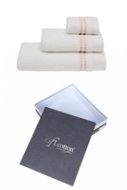Soft Cotton - Dárková sada ručníků a osušky Chaine, 3 ks, bílá-růžová výšivka - Osuška