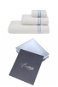 Soft Cotton - Dárková sada ručníků a osušky Chaine, 3 ks, bílá-modrá výšivka - Towel Set