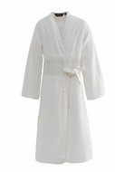 Soft Cotton Ladies elegant dressing gown DEMET, off-white, M - Bathrobe