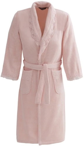 Soft Cotton Ladies elegant dressing gown FREYA, pink, XL - Bathrobe - Main image