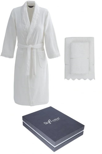 Soft Cotton Gift set FREYA with towel and bath towel, cream, S - Bathrobe - Main image