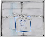 Soft Cotton dárková sada ručníků a osušky Aqua, 5 ks, bílá / tyrkysová - Towel Set
