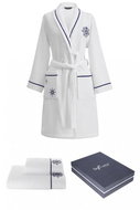 Soft Cotton - Gift set of ladies' MARINE LADY bathrobe with towel and bath towel, white - Bathrobe