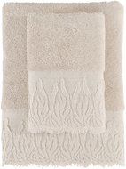 Soft Cotton Maya Towel with lace 85 × 150 cm, light beige - Bath Towel