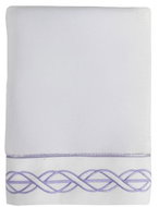 Soft Cotton Towel with embroidery Vita 50 × 100 cm, white, purple embroidery - Towel