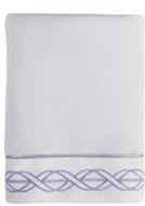 Soft Cotton Embroidered Towel Vita 85 × 150 cm, white, purple embroidery - Bath Towel