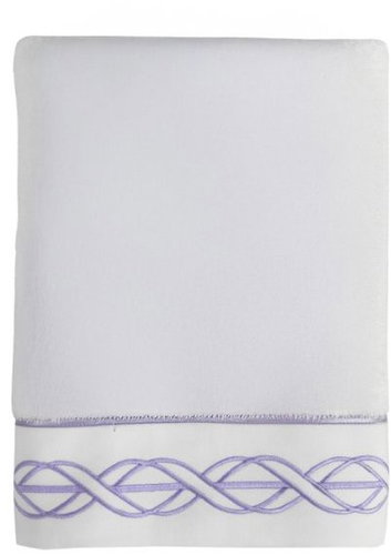 Soft Cotton Embroidered Towel Vita 85 × 150 cm, white, purple embroidery - Bath Towel - Main image