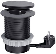 Solight built-in socket + USB A+C + Wireless 10 W, swivel cap, 2 m cable, black - Socket