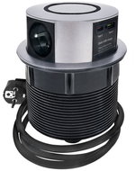 Solight 3z + USB A+C 20 W PD, Wireless 10 W, pull-out socket block, 2 m, silver - Socket