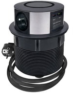 Solight 3z + USB A+C 20 W PD, Wireless 10 W, pull-out socket block, 2 m, black - Socket