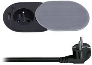 Solight 1z + USB A+C 20 W PD recessed with sliding cap, 2 m, silver - Socket