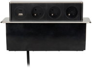 Solight 3z + USB A+C 20 W PD plug-in socket block, 2 m, Stainless steel - Socket
