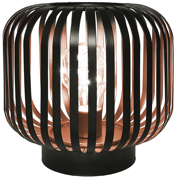 Solight Ovális lámpás micro LED izzóval, fém, meleg fehér, rézszínű, 3×AA, 18 cm