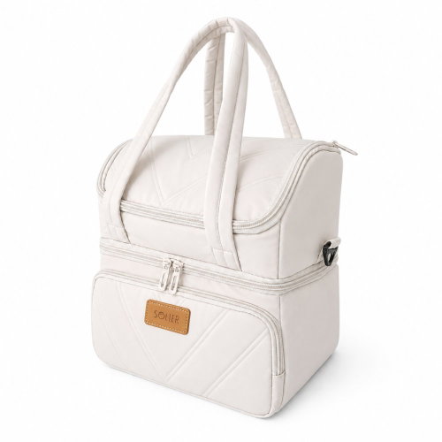 Solier Large XXL Two-Compartment Thermal Bag, Beige - Thermal Bag - Main image