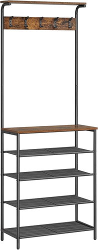 Songimics Kotona Hallway coat rack with shoe rack, 68 cm, brown - Hall Set - Main image