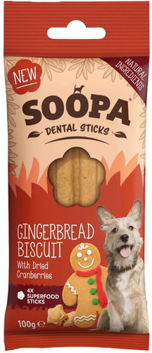 Soopa Dental Sticks Gingerbread Biscuit 100 g - Dog Treats - Main image