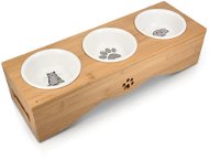 Sortland Sada 3 misek na vyvýšeném dřevěném podstavci - Cat Bowl
